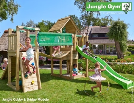 Hřiště Jungle Cubby s modulem Bridge - kompletní sestava včetně skluzavky