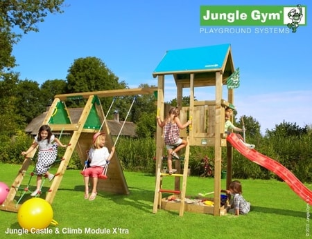 Hřiště Jungle Castle s modulem Climb X´tra - kompletní sestava včetně skluzavky